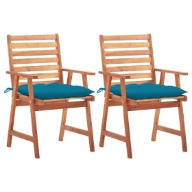 Garden dining chairs 2 units solid acacia wood and cushions by vidaXL, Garden chairs - Ref: Foro24-3064339, Price: 156,39 €, ...
