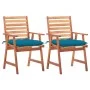 Garden dining chairs 2 units solid acacia wood and cushions by vidaXL, Garden chairs - Ref: Foro24-3064339, Price: 159,33 €, ...