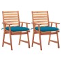 Sillas comedor de jardín 2 uds madera maciza acacia y cojines de vidaXL, Sillas de jardín - Ref: Foro24-3064339, Precio: 158,...