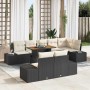 Conjunto de Comedor de Jardín con cojín 9 pcs Negro y crema