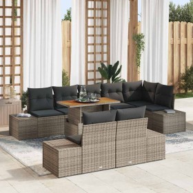 Conjunto de Comedor de Jardín con cojín 9 pcs Gris y marrón