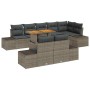Conjunto de Comedor de Jardín con cojín 9 pcs Gris y marrón