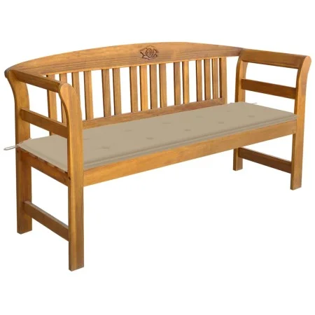 Garden bench with cushion solid acacia wood 157 cm by vidaXL, garden benches - Ref: Foro24-3064269, Price: 179,09 €, Discount: %