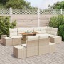 Conjunto de Comedor de Jardín con cojín 9 pcs Beige y Crema