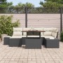 Conjunto de Comedor de Jardín con cojín 7 pcs Negro y crema