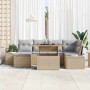 Conjunto de Comedor de Jardín con cojín 7 pcs Beige y gris