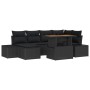 Conjunto de Comedor de Jardín con cojín 7 pcs Negro y Marrón