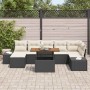 Conjunto de sofá de jardín con cojín 8 pcs Negro y crema
