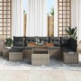 Conjunto de sofá de jardín con cojín 8 pcs Gris y marrón