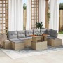 Conjunto de sofá de jardín con cojín 8 pcs Beige y gris