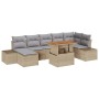 Conjunto de sofá de jardín con cojín 8 pcs Beige y gris