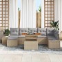 Conjunto de sofá de jardín con cojín 8 pcs Beige y gris