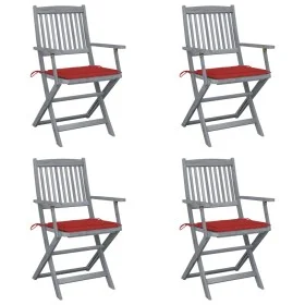 Sillas de jardín plegables 4 uds cojines madera maciza acacia von vidaXL, Gartenstühle - Ref: Foro24-3064515, Preis: 189,38 €...