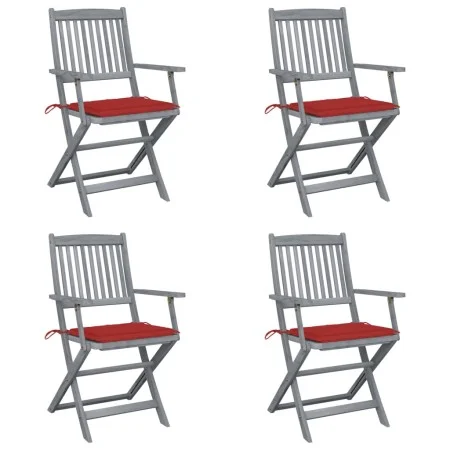 Sillas de jardín plegables 4 uds cojines madera maciza acacia by vidaXL, Garden chairs - Ref: Foro24-3064515, Price: 189,33 €...