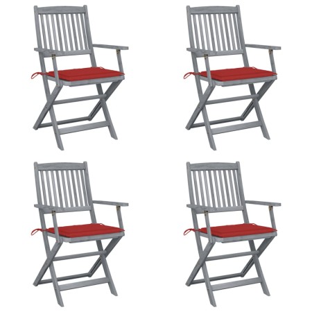 Sillas de jardín plegables 4 uds cojines madera maciza acacia von vidaXL, Gartenstühle - Ref: Foro24-3064515, Preis: 194,57 €...