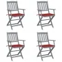 Sillas de jardín plegables 4 uds cojines madera maciza acacia by vidaXL, Garden chairs - Ref: Foro24-3064515, Price: 189,33 €...