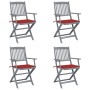Sillas de jardín plegables 4 uds cojines madera maciza acacia von vidaXL, Gartenstühle - Ref: Foro24-3064515, Preis: 194,57 €...