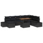 Conjunto de Comedor de Jardín con cojín 9 pcs Negro y Marrón
