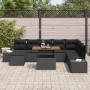 Conjunto de Comedor de Jardín con cojín 9 pcs Negro y Marrón