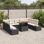 Conjunto de Comedor de Jardín con cojín 10 pcs Negro y crema