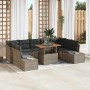 Conjunto de Comedor de Jardín con cojín 10 pcs Gris y marrón