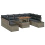 Conjunto de Comedor de Jardín con cojín 10 pcs Gris y marrón