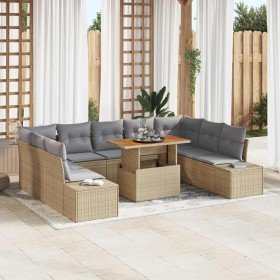 Conjunto de Comedor de Jardín con cojín 10 pcs Beige y gris
