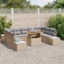 Conjunto de Comedor de Jardín con cojín 10 pcs Beige y gris