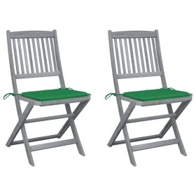 Folding garden chairs 2 pcs cushions solid acacia wood by vidaXL, Garden chairs - Ref: Foro24-3064541, Price: 120,96 €, Disco...