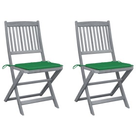 Klappbare Gartenstühle, 2 Stück, Kissen aus massivem Akazienholz von vidaXL, Gartenstühle - Ref: Foro24-3064541, Preis: 138,5...