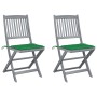 Klappbare Gartenstühle, 2 Stück, Kissen aus massivem Akazienholz von vidaXL, Gartenstühle - Ref: Foro24-3064541, Preis: 138,5...