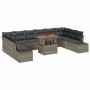 Conjunto de sofá de jardín con cojín 11 pcs Gris y marrón