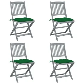Folding garden chairs 4 pcs cushions solid acacia wood by vidaXL, Garden chairs - Ref: Foro24-3064583, Price: 200,06 €, Disco...