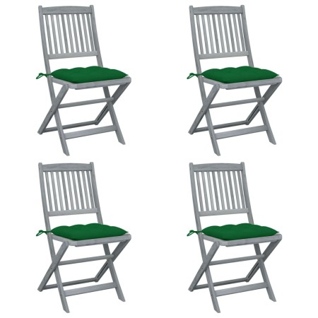 Folding garden chairs 4 pcs cushions solid acacia wood by vidaXL, Garden chairs - Ref: Foro24-3064583, Price: 202,98 €, Disco...