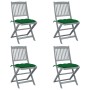Folding garden chairs 4 pcs cushions solid acacia wood by vidaXL, Garden chairs - Ref: Foro24-3064583, Price: 202,98 €, Disco...