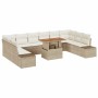 Conjunto de sofá de jardín con cojín 11 pcs Beige y Crema