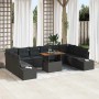 Conjunto de sofá de jardín con cojín 11 pcs Negro y Marrón