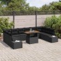 Conjunto de sofá de jardín con cojín 11 pcs Negro y Marrón