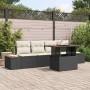 Conjunto de Comedor de Jardín con cojín 5 pcs Negro y Beige