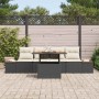 Conjunto de Comedor de Jardín con cojín 5 pcs Negro y Beige