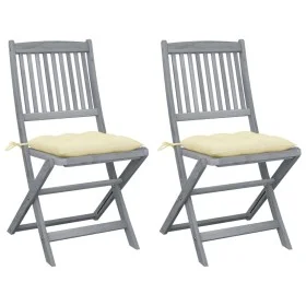 Folding garden chairs 2 pcs cushions solid acacia wood by vidaXL, Garden chairs - Ref: Foro24-3064553, Price: 133,29 €, Disco...