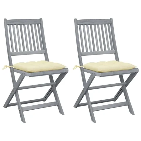 Folding garden chairs 2 pcs cushions solid acacia wood by vidaXL, Garden chairs - Ref: Foro24-3064553, Price: 133,37 €, Disco...