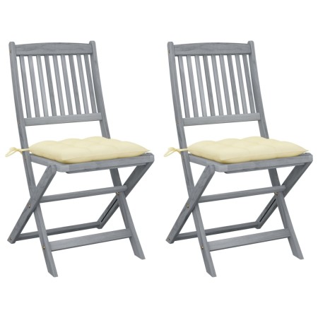 Klappbare Gartenstühle, 2 Stück, Kissen aus massivem Akazienholz von vidaXL, Gartenstühle - Ref: Foro24-3064553, Preis: 142,0...