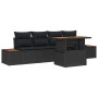 Conjunto de Comedor de Jardín con cojín 5 pcs Negro y Marrón