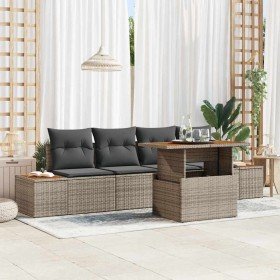 Conjunto de Comedor de Jardín con cojín 5 pcs Gris y marrón en Sofás de exterior | Comprar online en Foro24