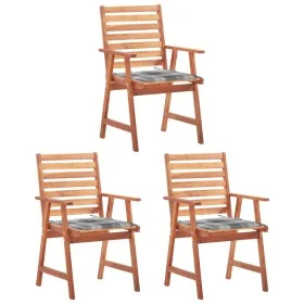 Sillas comedor de jardín 3 uds madera maciza acacia y cojines de vidaXL, Sillas de jardín - Ref: Foro24-3064361, Precio: 216,...