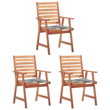 Garden dining chairs 3 units solid acacia wood and cushions by vidaXL, Garden chairs - Ref: Foro24-3064361, Price: 216,14 €, ...