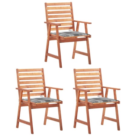 Sillas comedor de jardín 3 uds madera maciza acacia y cojines de vidaXL, Sillas de jardín - Ref: Foro24-3064361, Precio: 216,...