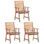 Garden dining chairs 3 units solid acacia wood and cushions by vidaXL, Garden chairs - Ref: Foro24-3064361, Price: 216,14 €, ...