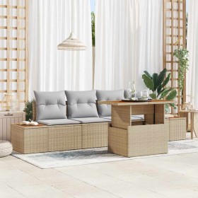Conjunto de Comedor de Jardín con cojín 5 pcs Beige y gris